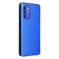 Motorola Moto G51 5G Flip Hülle - Karbonfaser - Blau