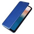 Nokia C21 Plus Flip Hülle - Karbonfaser - Blau