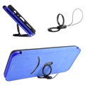 Nokia C21 Plus Flip Hülle - Karbonfaser - Blau
