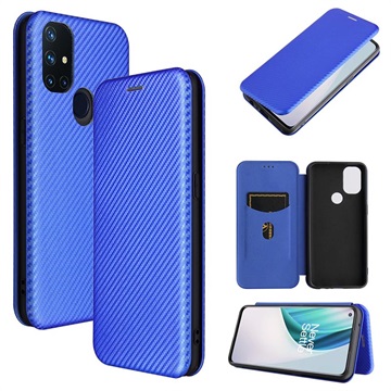 OnePlus Nord N10 5G Flip Hülle - Karbonfaser - Blau