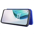 OnePlus Nord N10 5G Flip Hülle - Karbonfaser - Blau