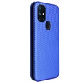 OnePlus Nord N10 5G Flip Hülle - Karbonfaser - Blau