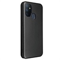 OnePlus Nord N100 Flip Hülle - Karbonfaser - Schwarz