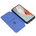 OnePlus Nord N100 Flip Hülle - Karbonfaser - Blau