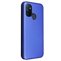 OnePlus Nord N100 Flip Hülle - Karbonfaser - Blau