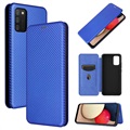 Samsung Galaxy A03s Flip Hülle - Karbonfaser - Blau
