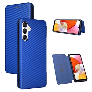 Samsung Galaxy A14 Flip Case - Karbonfaser - Blau