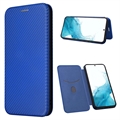 Samsung Galaxy A34 5G Flip Case - Karbonfaser - Blau