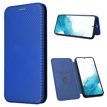 Samsung Galaxy A34 5G Flip Case - Karbonfaser - Blau