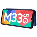 Samsung Galaxy M33 Flip Hülle - Karbonfaser - Blau