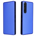 Sony Xperia 1 III Flip Hülle - Karbonfaser - Blau