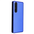 Sony Xperia 1 III Flip Hülle - Karbonfaser - Blau