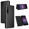 Sony Xperia 1 V Flip Case - Karbonfaser - Schwarz