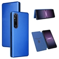 Sony Xperia 1 V Flip Case - Karbonfaser - Blue