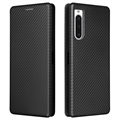 Sony Xperia 10 V Flip Case - Karbonfaser - Schwarz