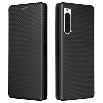 Sony Xperia 10 V Flip Case - Karbonfaser - Schwarz