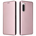 Sony Xperia 10 V Flip Case - Karbonfaser - Roségold