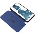 iPhone 14 Pro Flip Hülle - Karbonfaser - Blau