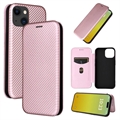 iPhone 15 Plus Flip Case - Karbonfaser - Roségold