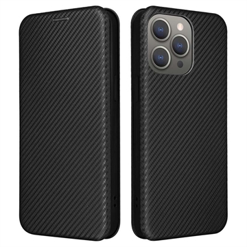 iPhone 15 Pro Max Flip Case - Karbonfaser - Schwarz