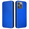 iPhone 15 Pro Max Flip Case - Karbonfaser - Blau