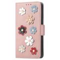 Flower Decor Serie iPhone 14 Pro Wallet Hülle - Roségold