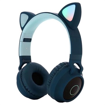 Faltbares Bluetooth Katzenohr Kinder Kopfhörer - Grün
