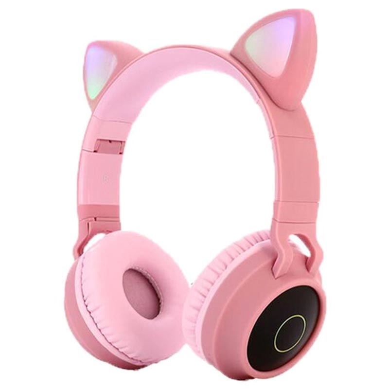 -1 Pink LAIBUY Katzenohr LED leuchtender Faltbarer kopfhörer mit Kabel,kopfhörer Kinder mit Bluetooth Mikrofon für Schule/Tablet/Handy/PC/TV Kinder Kopfhörer 