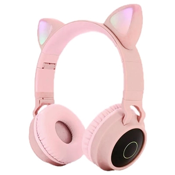 Faltbares Bluetooth Katzenohr Kinder Kopfhörer - Rosa