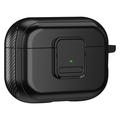 Apple AirPods Pro 2 Magnetische Aufladung Kopfhörer TPU Fall Schnalle Ohrhörer Abdeckung mit Karabiner - schwarz