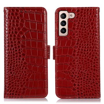 Crocodile Serie Samsung Galaxy S23+ 5G Lederhülle mit Geldbörse mit RFID