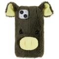 Fluffy Plush iPhone 14 Hybrid Case - Grün Schwein