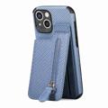 iPhone 14 Hülle mit Reißverschluss & Ständer - Karbonfaser - Blau
