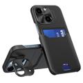 CamStänder iPhone 14 Plus Cover mit Kartensteckplatz - Schwarz