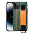 Zweifarbiges iPhone 14 Pro Max Beschichtete Hülle mit Handschlaufe - Grün