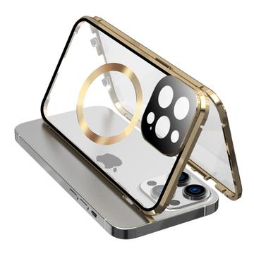 iPhone 15 Pro Max Fall doppelseitigen HD gehärtetem Glas Telefon Abdeckung kompatibel mit MagSafe - Gold