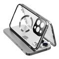 iPhone 15 Pro Max Fall doppelseitigen HD gehärtetem Glas Telefon Abdeckung kompatibel mit MagSafe - Silber