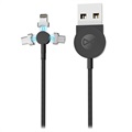 Forever 3-in-1 Magnetisches Charge&Sync Kabel - 1m - Schwarz