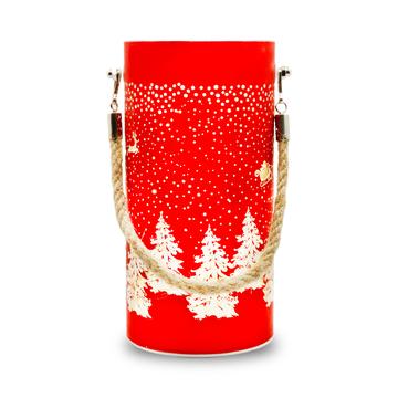 Für immer Licht FCL-10 Weihnachten Glas LED Laterne - Rot / Gold