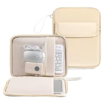 Tablet-/Laptop-Hülle mit vollständiger Öffnung und mehreren Fächern - Beige