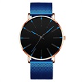 Geneva Ultradünne Armbanduhr für Herren - Blau / Gold