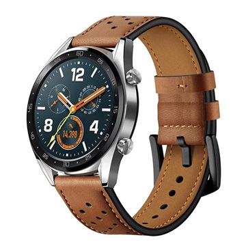 Huawei Watch GT Perforiertes Echtes Lederarmband - Braun