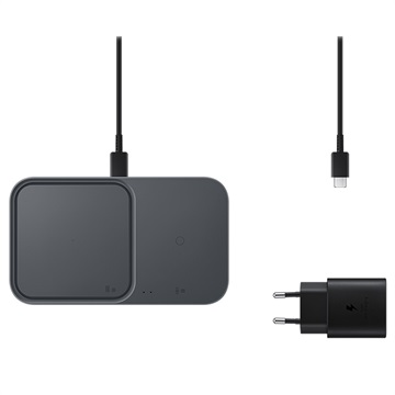 Samsung Super Fast Wireless Charger Duo mit TA EP-P5400TBEGEU - Dunkelgrau