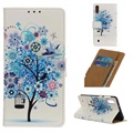 Glam Series Samsung Galaxy A10 Wallet Hülle - Blühender Baum / Blau