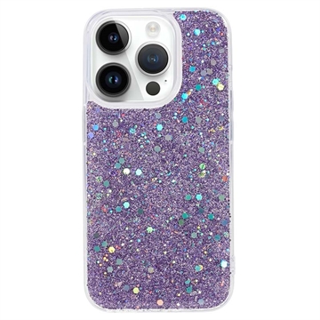 iPhone 15 Pro Max Glitter Flakes TPU Hülle - Purpur