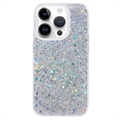 iPhone 15 Pro Glitter Flakes TPU Hülle - Silber