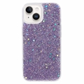 iPhone 15 Glitter Flakes TPU Hülle - Purpur