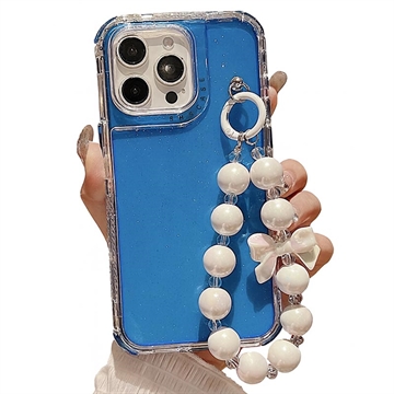 iPhone 16 Pro Max Glitter Stoßfestes Hybrid Hülle mit Handgelenkschlaufe