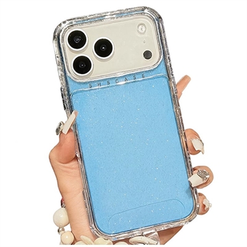 iPhone 17 Pro Glitter Stoßfestes Hybrid Hülle mit Handgelenkschlaufe