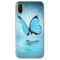 iPhone X / iPhone XS Glow in the Dark Silikonhülle - Blau Schmetterling